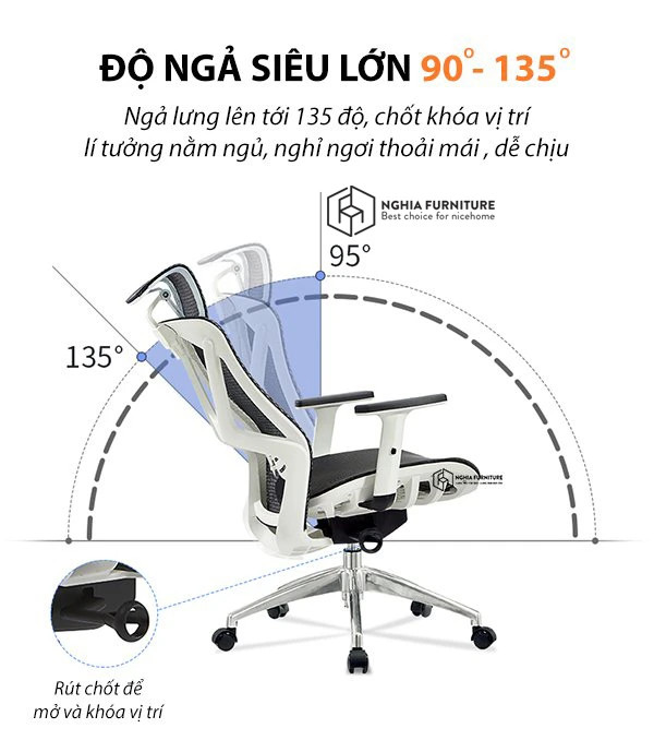 Ghế ngủ văn phòng nhỏ gọn bọc lưới thoáng mát