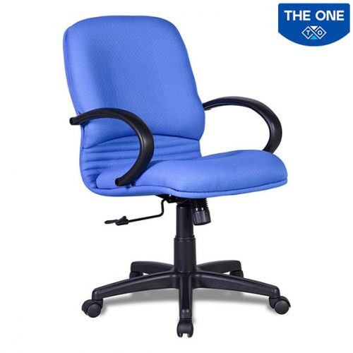 Ghế Nhân Viên The One SG811 bọc nỉ xanh, lưng trung, chân xoay nhựa