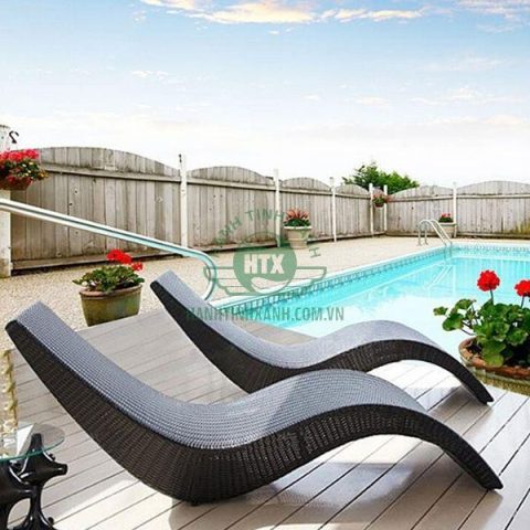 Ghế nhựa giả mây hồ bơi hình dáng hiện đại