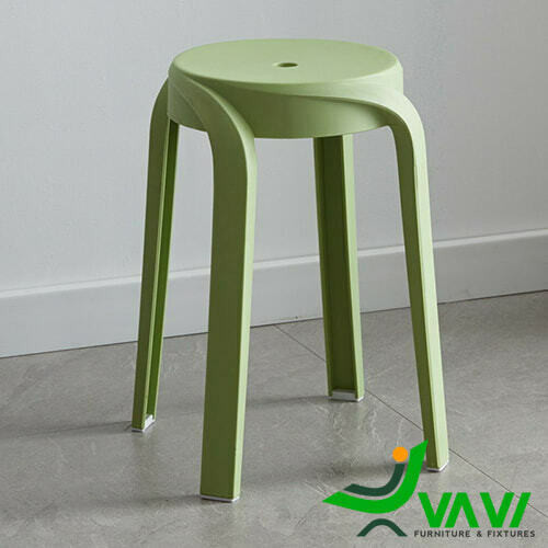 Ghế nhựa tròn cao màu xanh lá cây với thiết kế tối giản