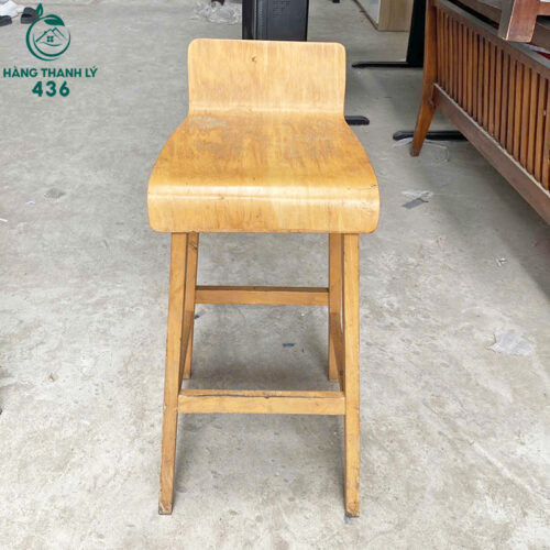 Ghế quầy bar cà phê gỗ thanh lý có tựa lưng thoải mái