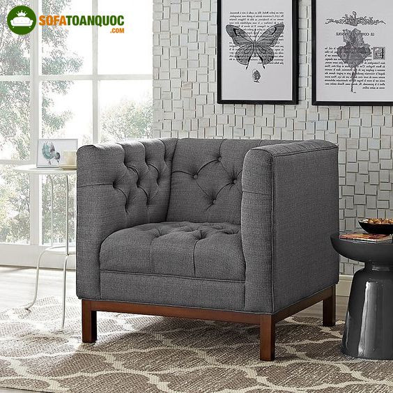 Ghế sofa 1 chỗ ngồi tân cổ điển với đường may rút múi tinh tế