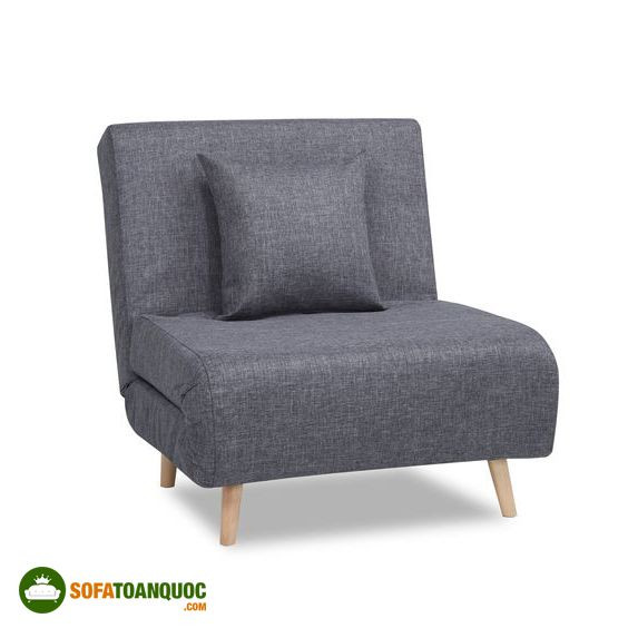 Ghế sofa 1 người ngồi gấp gọn tiện lợi, bọc vải nỉ xám không tay vịn