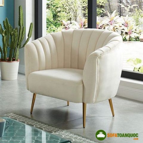 Ghế sofa 1 người ngồi thiết kế hình vỏ sò màu hồng nhạt mềm mại