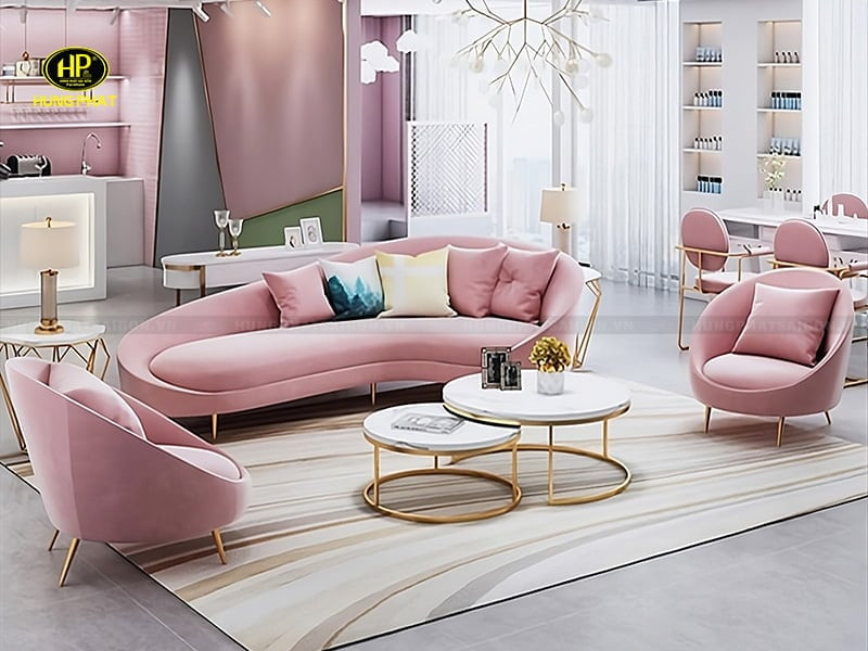 ghế sofa chân inox mạ vàng