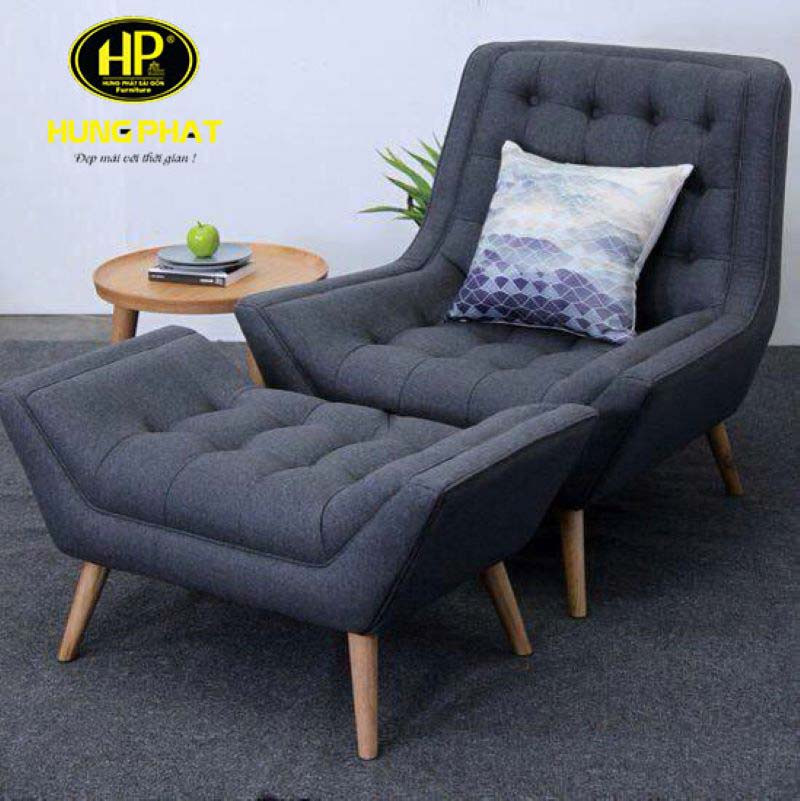 Ghế sofa đơn 1 chỗ ngồi bọc vải màu xám cho góc đọc sách SD-33