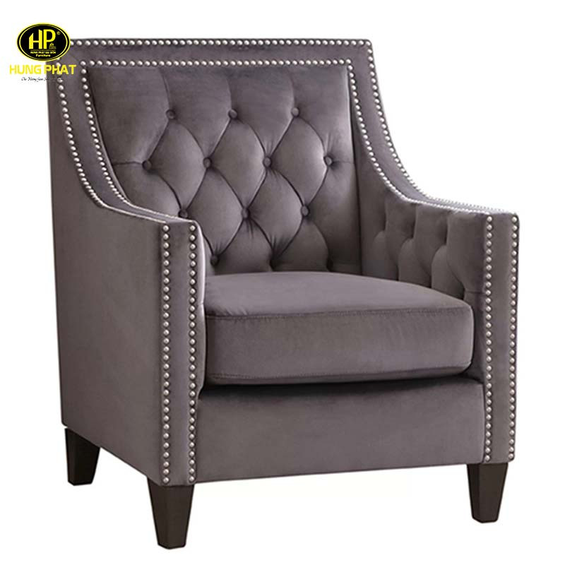 Ghế sofa đơn 1 chỗ ngồi tân cổ điển màu xanh đậm cho văn phòng giám đốc SD-08