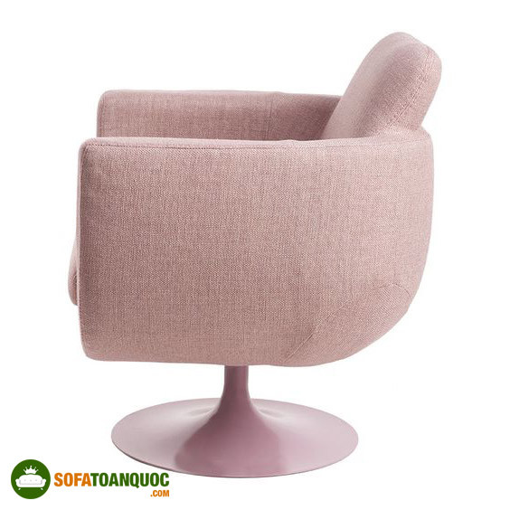 Ghế sofa đơn xoay bọc vải màu hồng
