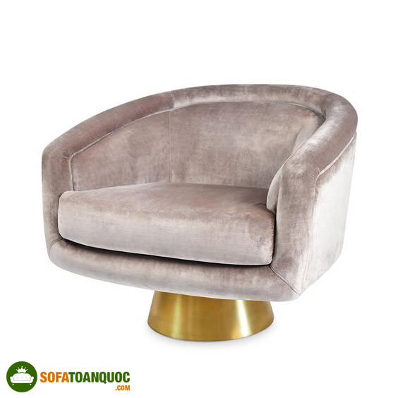 Ghế sofa đơn xoay đẹp bọc nhung xám chân vàng