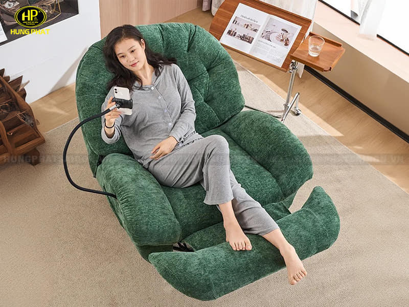 Ghế sofa thư giãn màu xanh rêu đẹp từ xưởng bàn ghế Cần Thơ