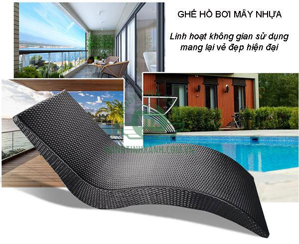 Ghế tắm nắng mây nhựa phổ biến tại khu nghỉ dưỡng