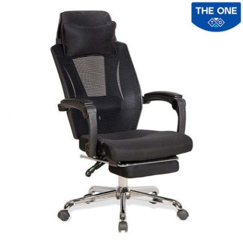 Ghế Trưởng Phòng The One GL326 màu đen, lưng lưới, tay vịn nhựa cố định