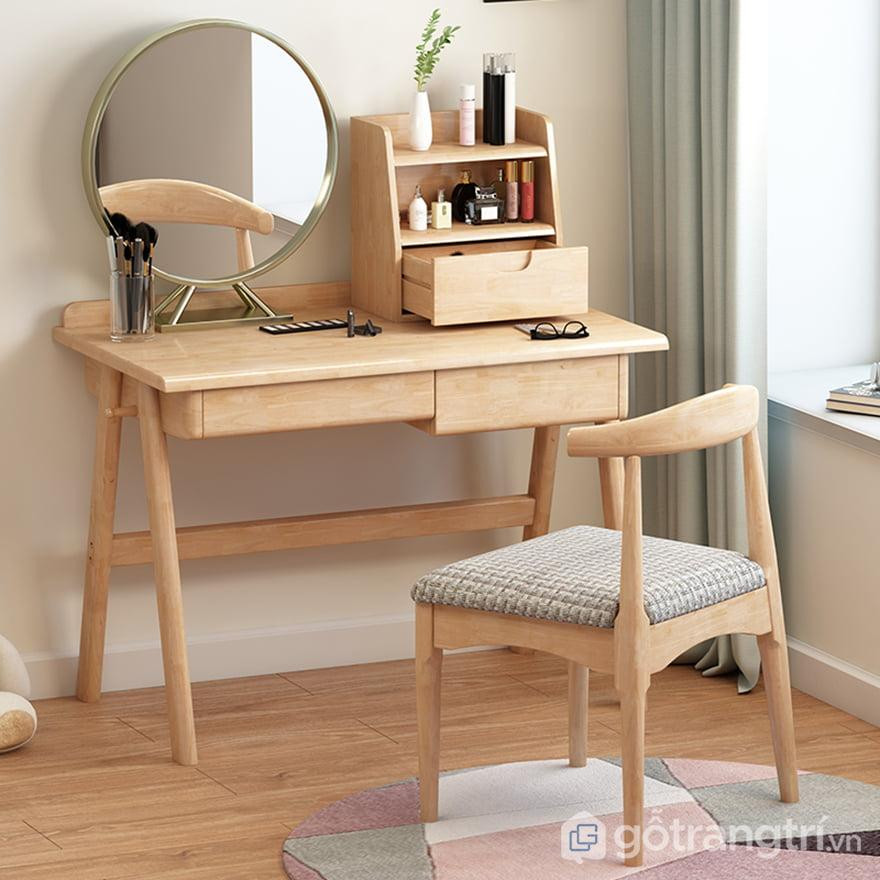 Ghế tựa bàn trang điểm bọc nỉ màu xám