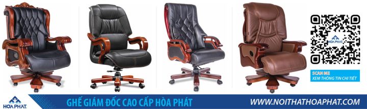 Ghế tựa giám đốc bọc da cao cấp màu đen với chân xoay linh hoạt