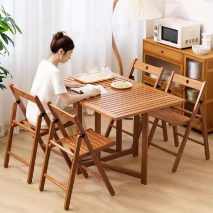 Ghế xếp bàn ăn khung tre hiện đại, gấp gọn