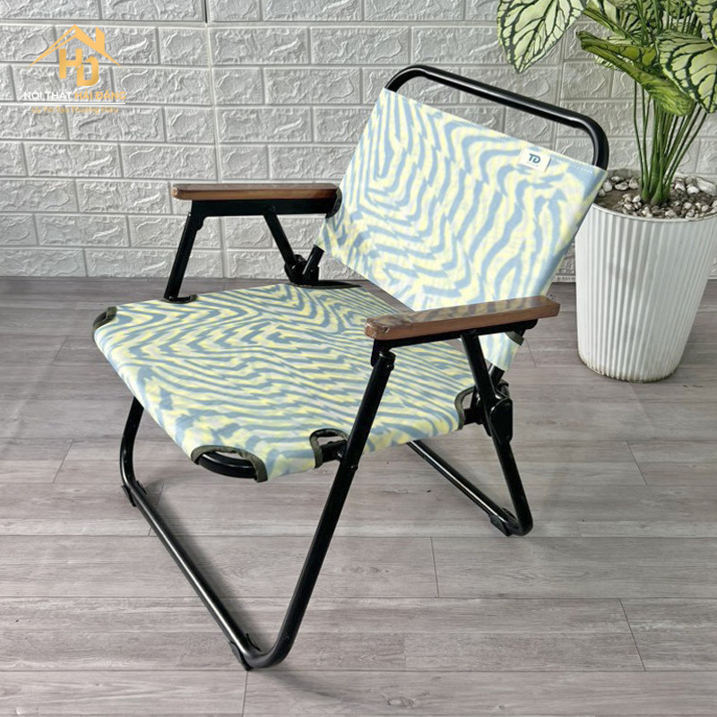 Ghế xếp dã ngoại màu xanh lam họa tiết độc đáo