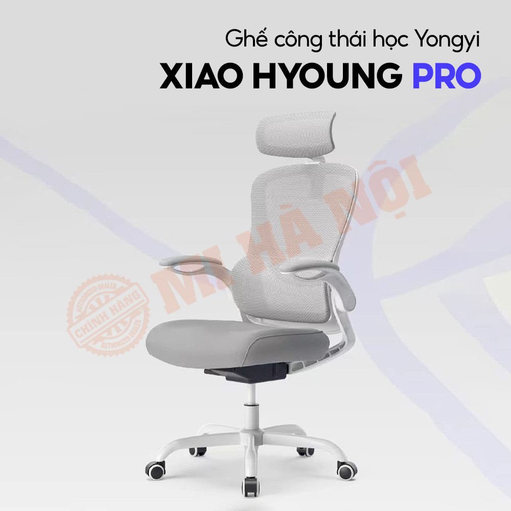 Ghế xoay công thái học Yongyi Xiao Hyoung Pro màu xám với tựa đầu điều chỉnh được