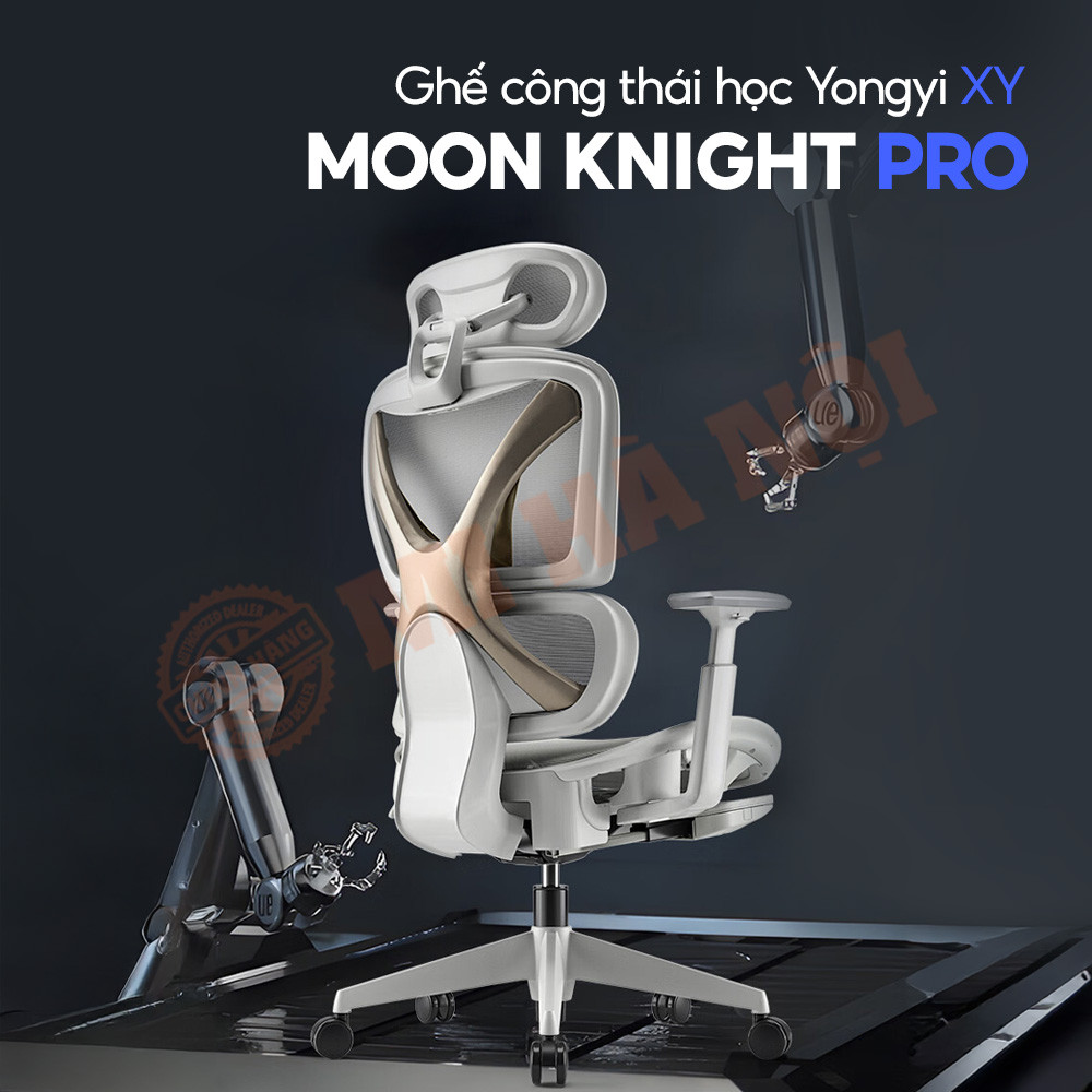 Ghế xoay công thái học Yongyi XY Moon Knight PRO với thiết kế hiện đại, màu đen