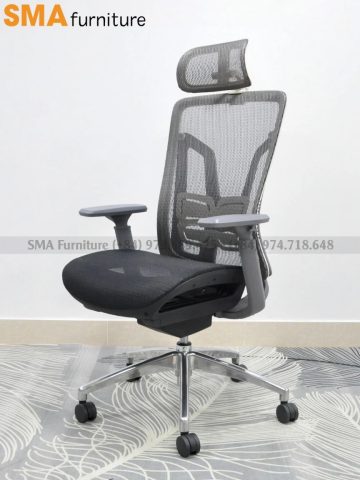 Ghế xoay học sinh màu xanh dương với chân xoay 5 cánh