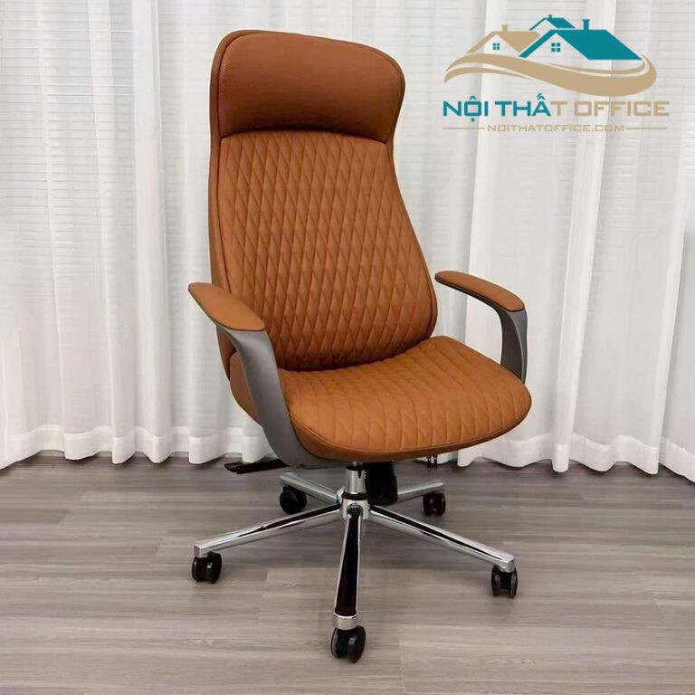 Ghế xoay làm việc nệm da simili GLV-0141, mang lại vẻ sang trọng cho góc làm việc máy tính.