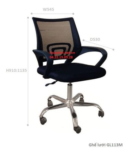 ghế xoay lưới gl113m màu đen hiện đại cho không gian làm việc