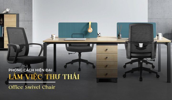 Ghế xoay văn phòng hiện đại với lưng lưới
