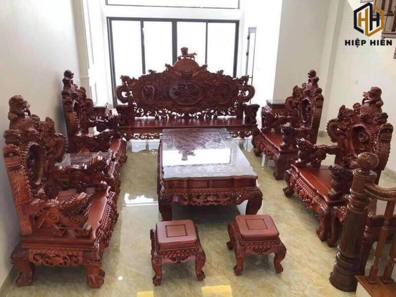 Giá bộ bàn ghế gỗ hương Lào tay 12