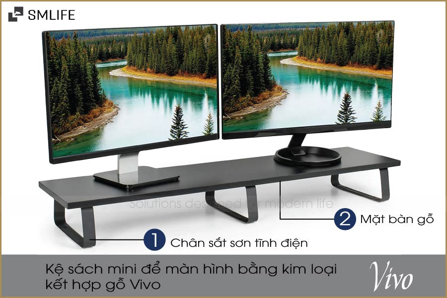 Giá để màn hình Vivo kết hợp kim loại và gỗ