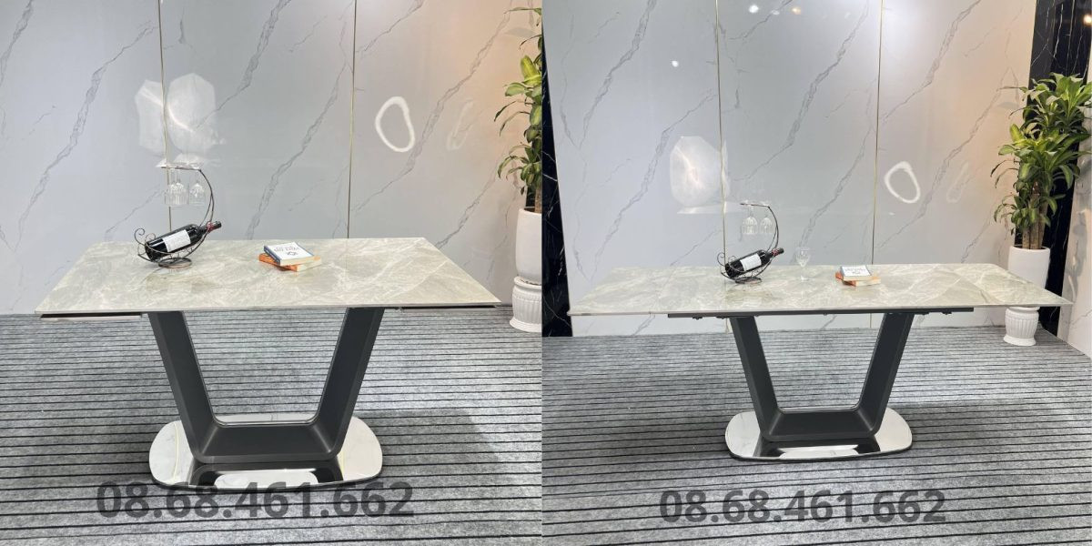 Góc nhìn cận cảnh bàn ăn thông minh với cơ chế mở rộng linh hoạt, phù hợp cho mọi không gian phòng ăn tại Hải Phòng