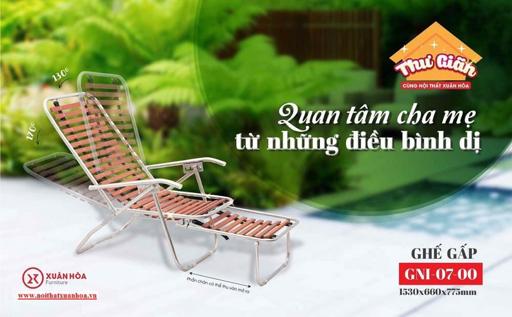Hình ảnh ghế gỗ xếp nằm đa năng có thể gấp gọn
