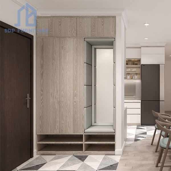 Kệ để giày kịch trần có ghế ngồi và gương soi