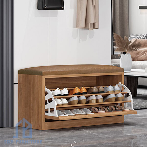 Kệ giày thông minh tích hợp ghế ngồi bằng gỗ công nghiệp nhỏ gọn