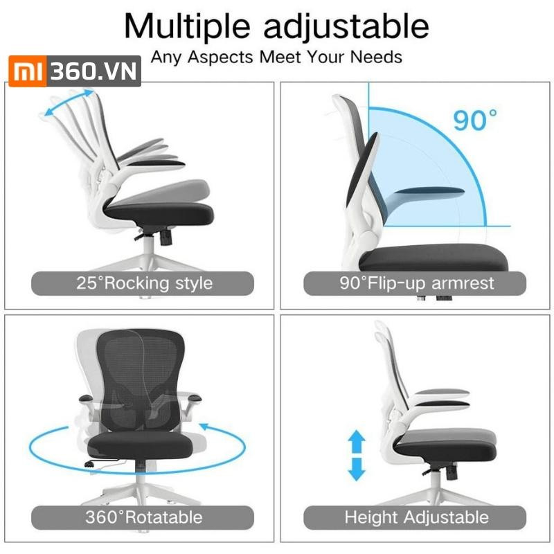 Khả năng ngả lưng 25 độ của ghế công thái học Xiaomi HBADA HDNY163 mang lại sự thư giãn