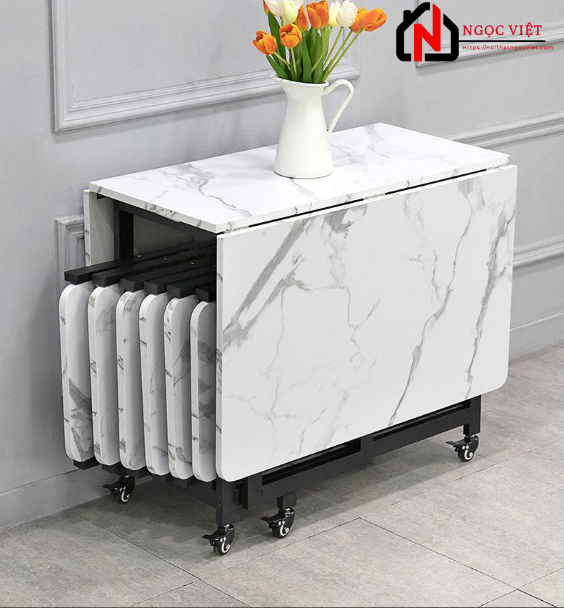 Khoang chứa ghế tích hợp trong bàn gỗ gấp thông minh