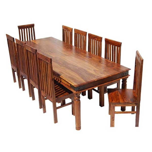 Kích thước bàn ăn gỗ chân sắt 10 người ngồi