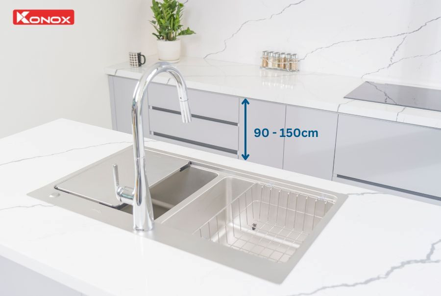 Kích thước bàn đảo kết hợp bàn ăn và khoảng cách hợp lý