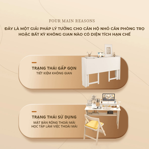 Kích thước bàn làm việc gấp thông minh khi mở rộng