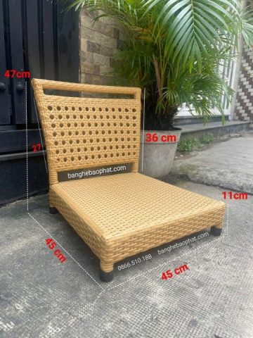 Kích thước chi tiết của mẫu ghế nhựa ngồi bệt tựa lưng giúp dễ dàng lựa chọn