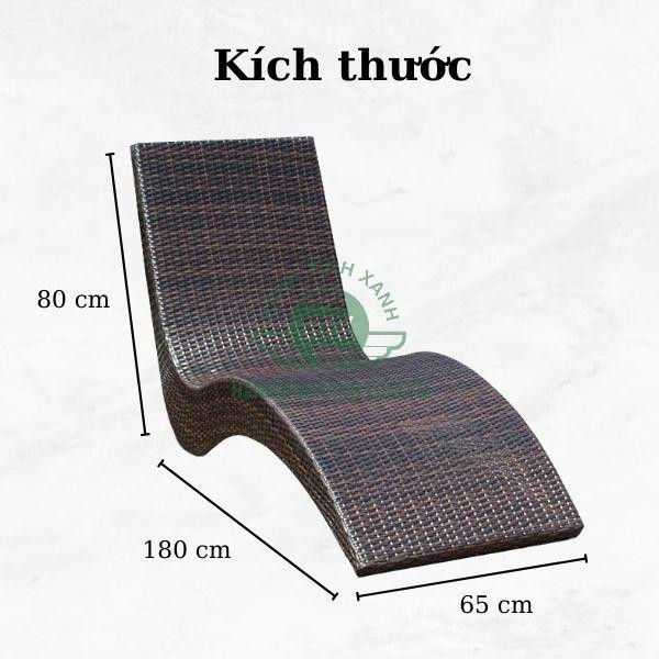 Kích thước ghế nằm hồ bơi mây nhựa