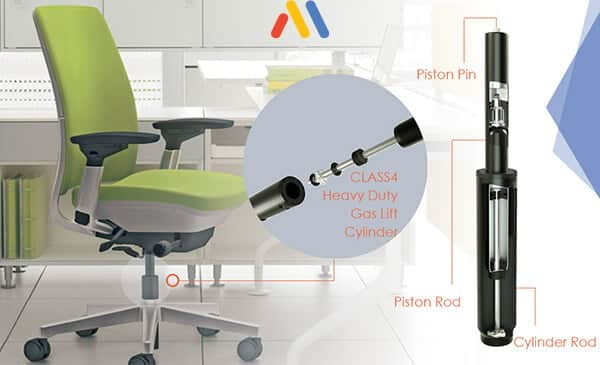 Lắp bánh xe và trục piston vào chân sao ghế xoay