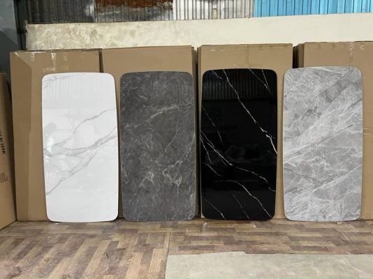 Mặt bàn ăn đá trắng Ceramic với vân đá tự nhiên