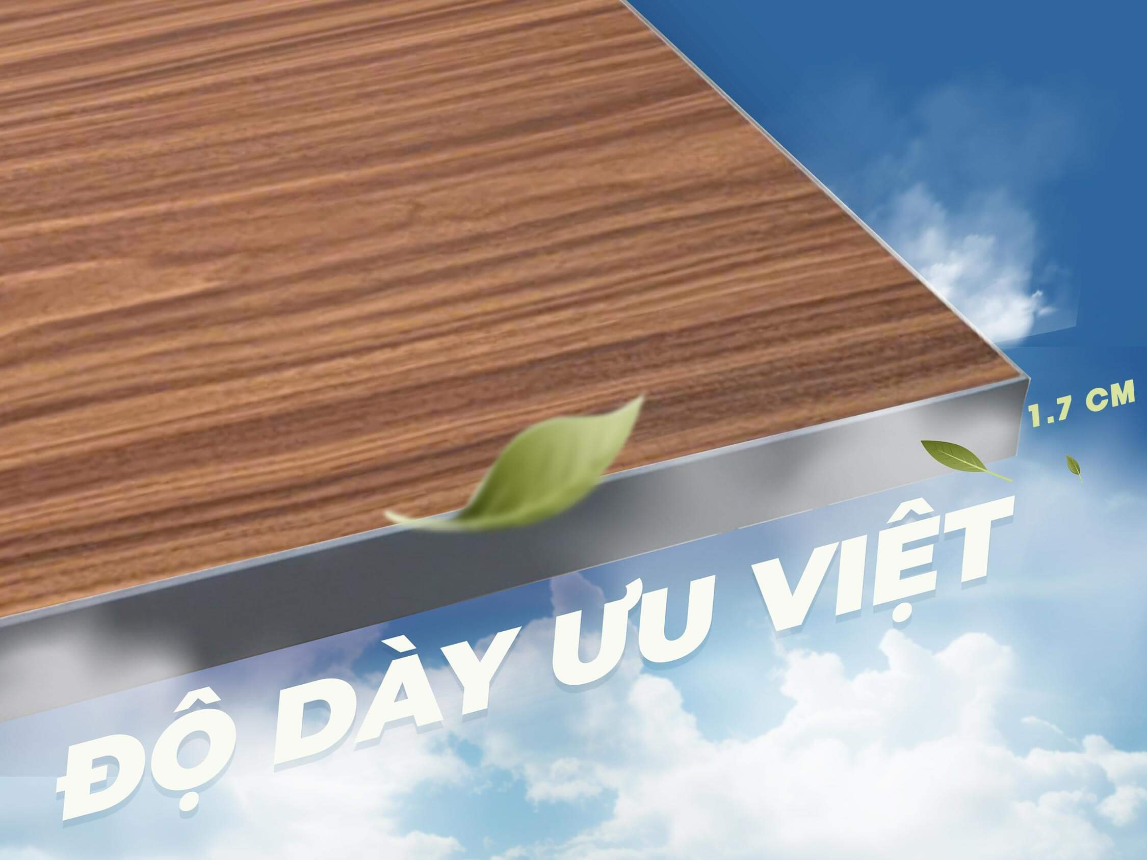 Mặt bàn dày dặn và chắc chắn của bàn gỗ gấp gọn