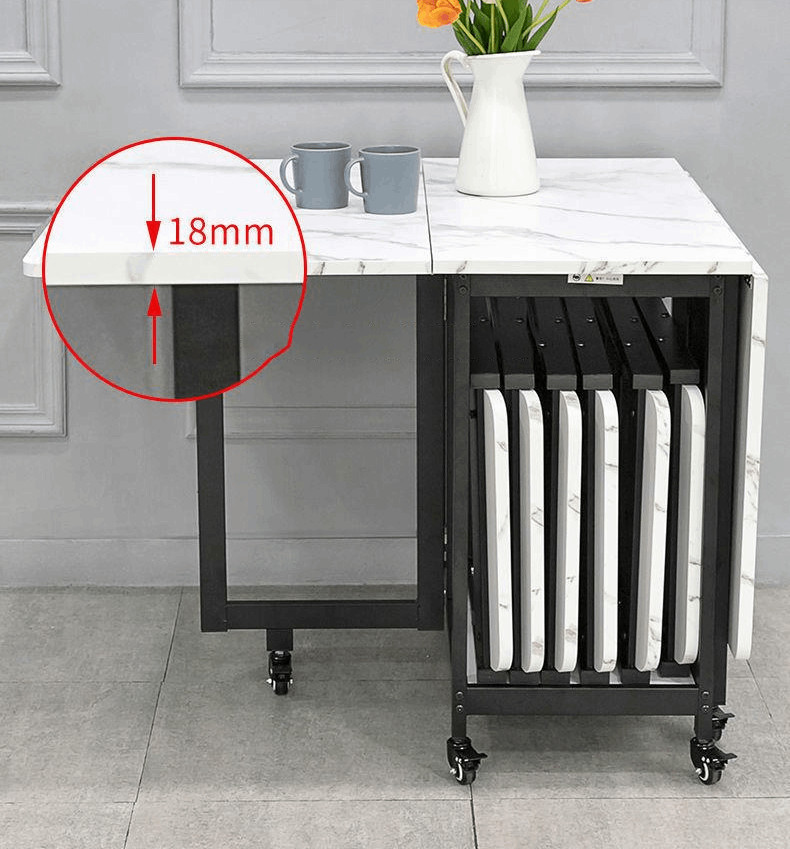 Mặt bàn gấp thông minh dày 18mm đảm bảo độ bền và chịu lực tốt