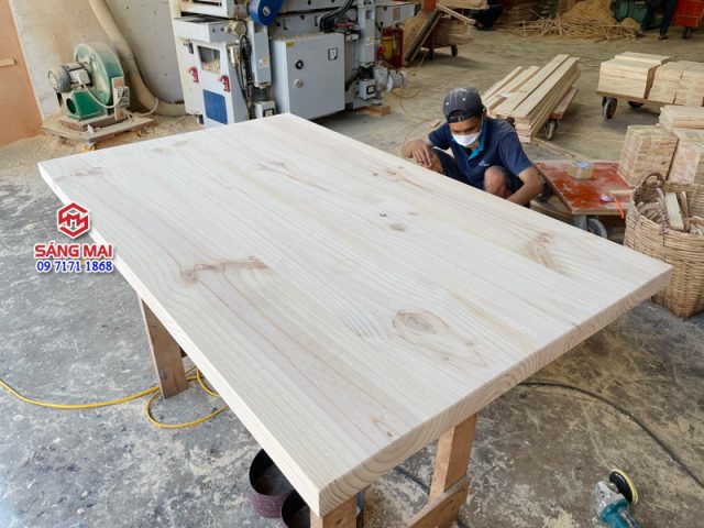 Mặt bàn gỗ thông tự nhiên ghép 140x70cm dày 5cm
