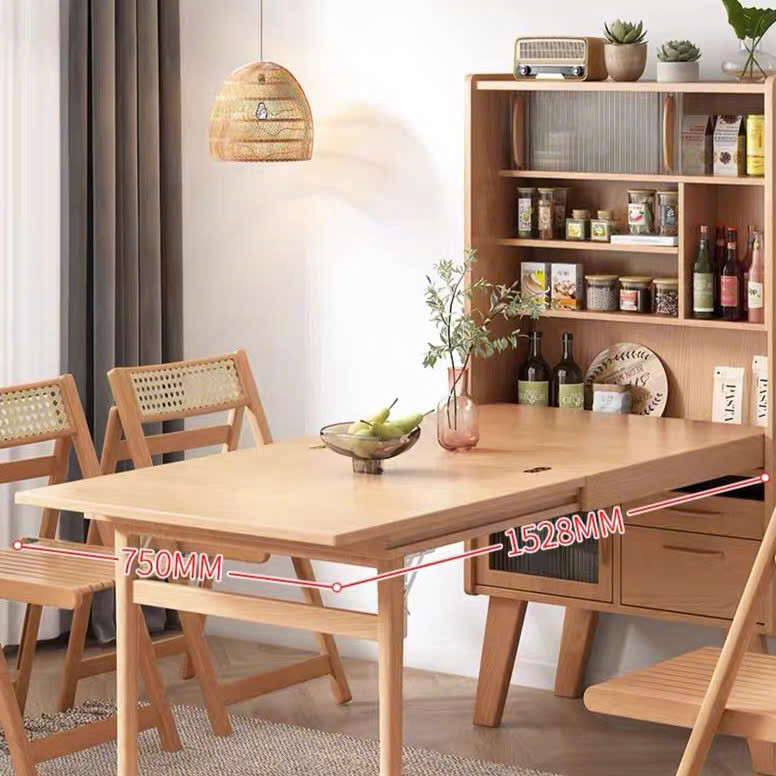 Mặt bàn làm việc kết hợp bàn ăn rộng rãi cho nhiều người sử dụng