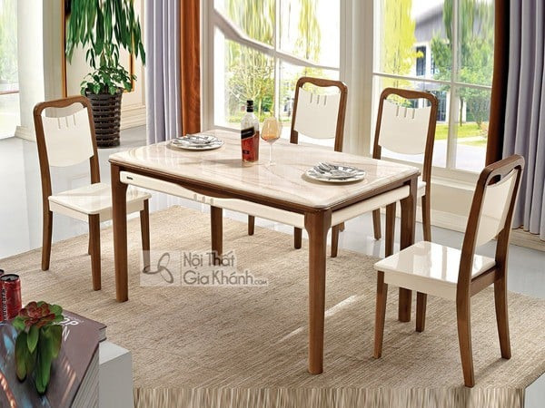 Mẫu bàn ăn gỗ công nghiệp với thiết kế tối giản cho chung cư