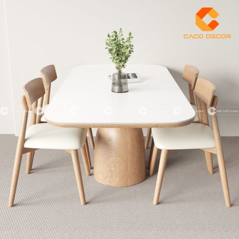 Mẫu bàn ăn gỗ sồi hiện đại
