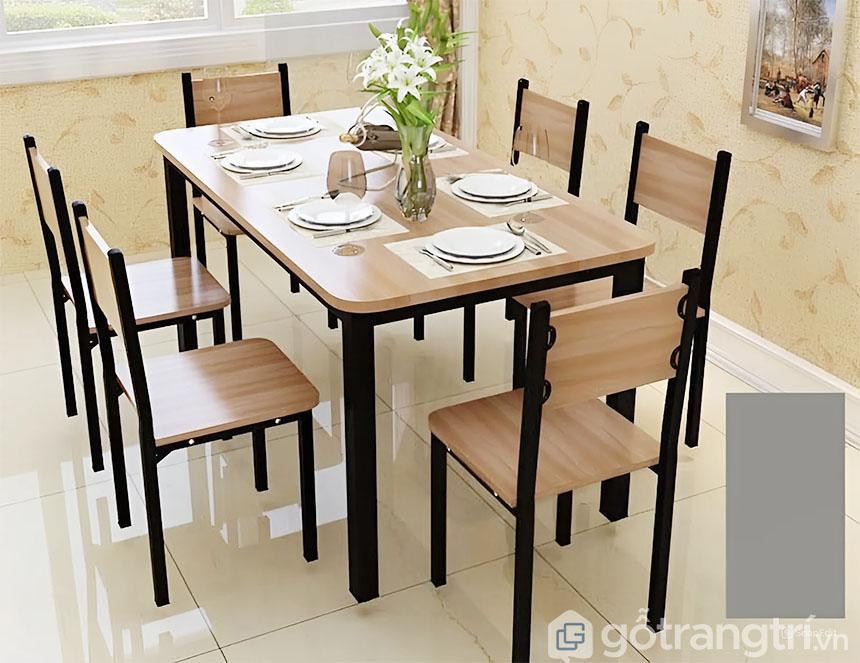 Mẫu bàn ăn hiện đại 2024 với mặt gỗ MDF và chân sắt