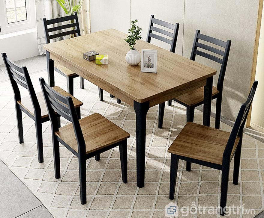 Mẫu bàn ăn hiện đại gỗ tự nhiên với vân gỗ đẹp, bền bỉ