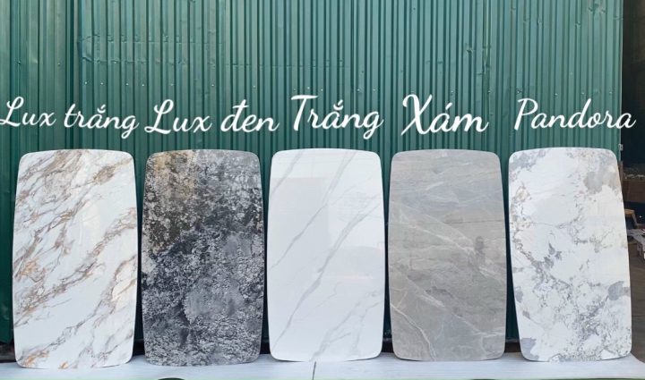 Mẫu bàn ăn mặt đá ceramic chữ nhật bền đẹp, dễ vệ sinh cho gia đình